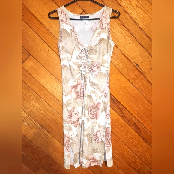 Cheroy dark champagne and dusty rose shimmer 90s sleeveless dress size small - Picture 1 of 12